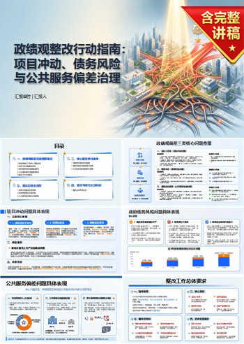 政府政绩观整改措施PPT：项目冲动债务风险与公共服务偏差治理｜课件+讲稿