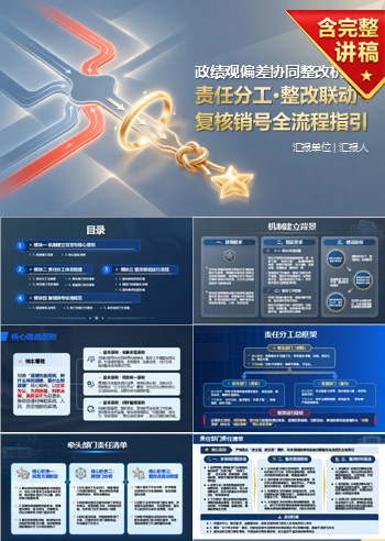 政绩观偏差协同整改机制PPT：责任分工整改联动与复核销号｜课件+讲稿