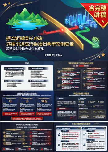 盲目招商错误政绩观案例PPT：短期增长冲动突破生态红线｜课件+讲稿