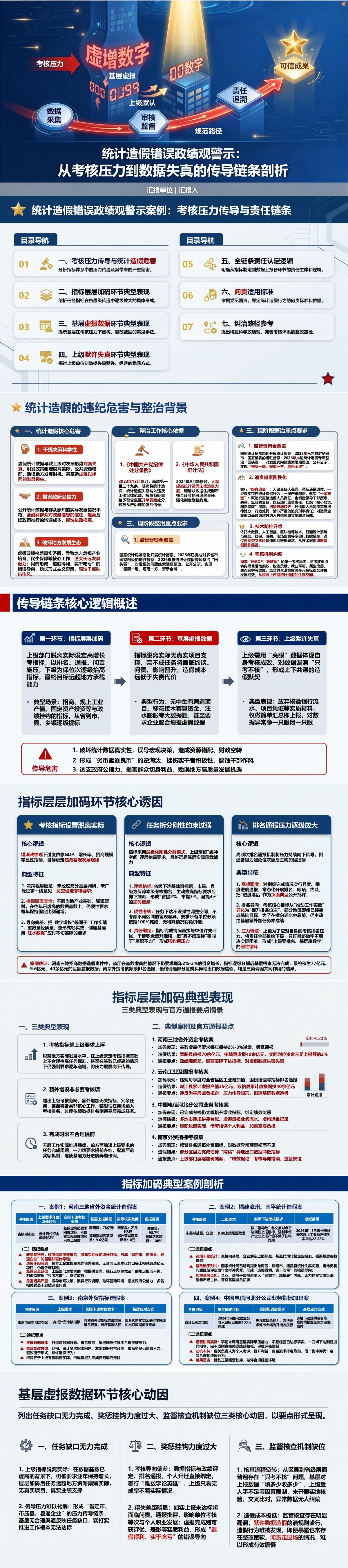 统计造假错误政绩观案例PPT：考核压力传导为数据失真｜课件+讲稿封面图1