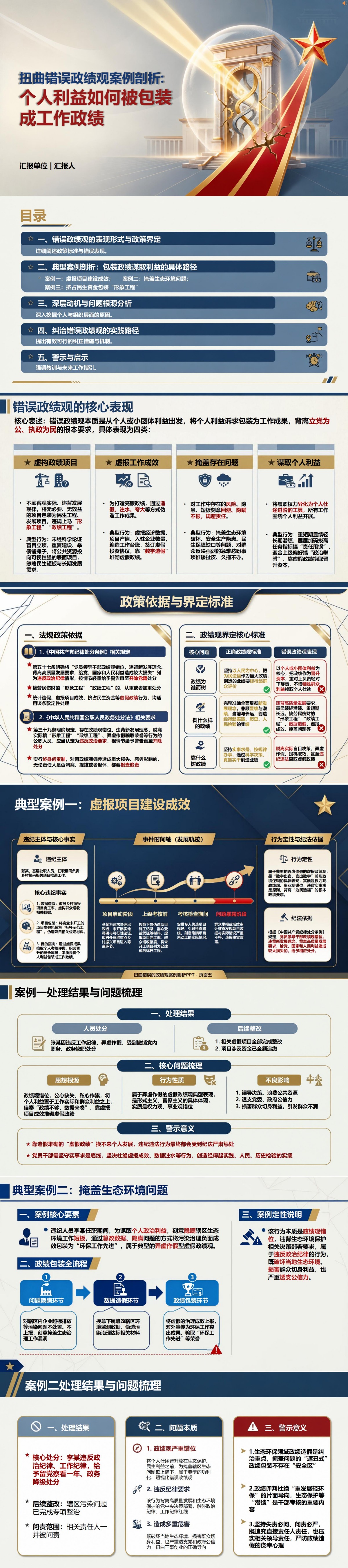 扭曲错误的政绩观案例PPT：个人利益如何被包装成工作政绩｜课件+讲稿封面图1