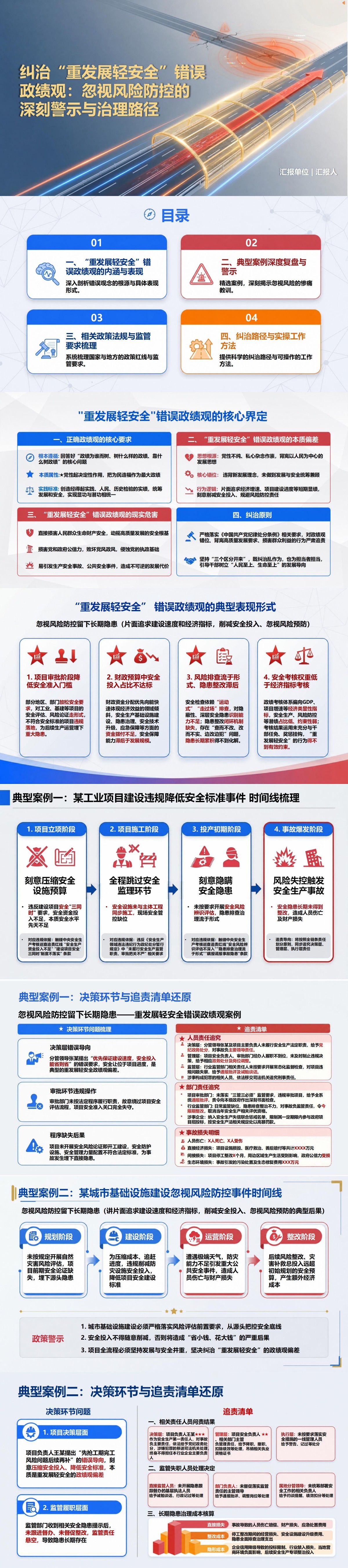 重发展轻安全错误政绩观案例PPT：忽视风险防控留下长期隐患｜课件+讲稿封面图1