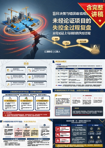 盲目决策错误政绩观案例PPT：未经论证上马项目的失控过程｜课件+讲稿