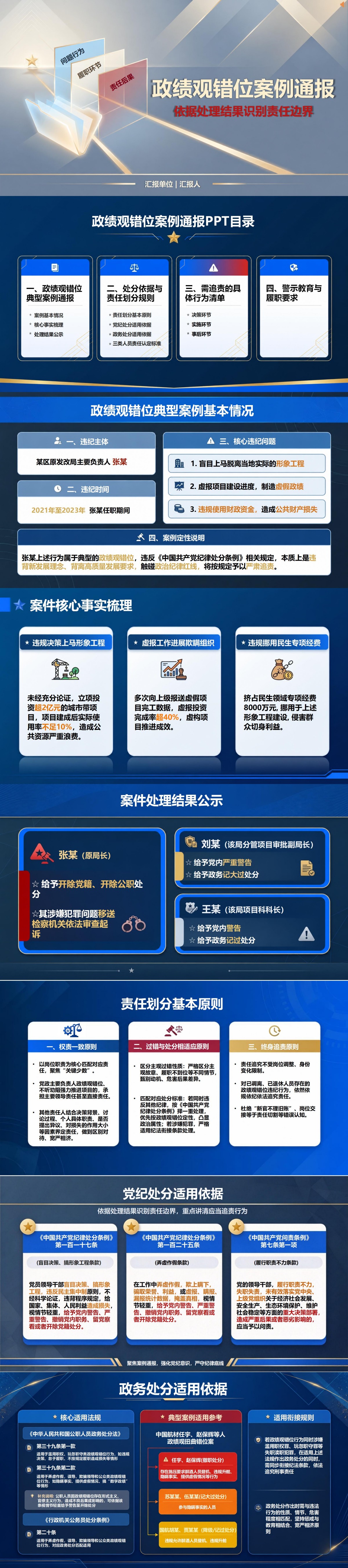 政绩观错位案例通报PPT：依据处理结果识别责任边界｜课件+讲稿封面图1