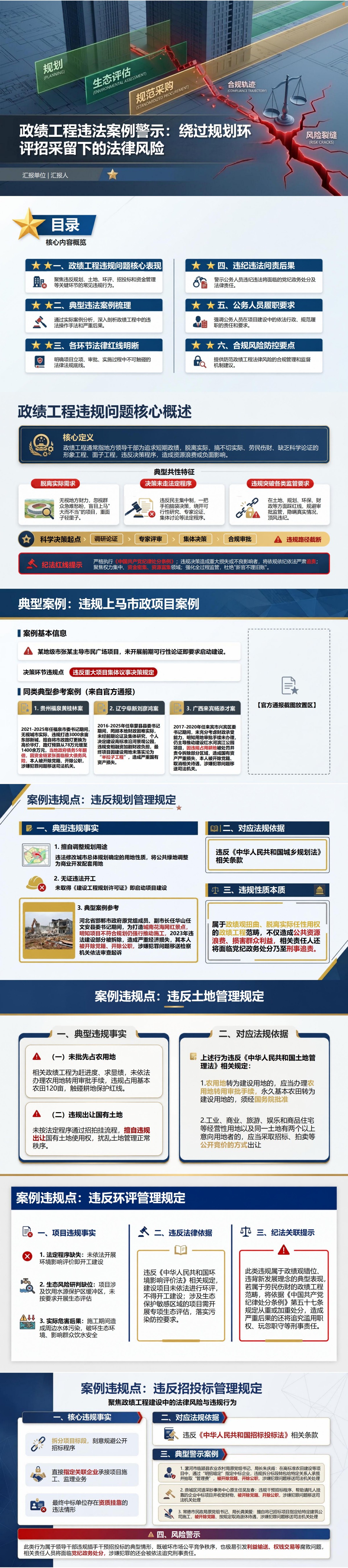 政绩工程违法案例PPT：绕过规划环评招采留下的法律风险｜课件+讲稿封面图1