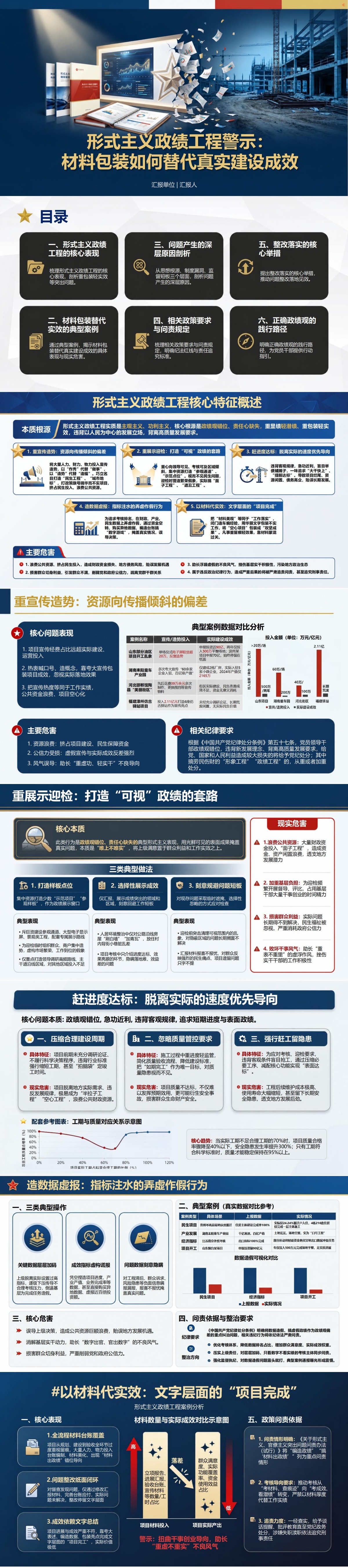形式主义政绩工程案例PPT：材料包装如何替代真实建设成效｜课件+讲稿封面图1