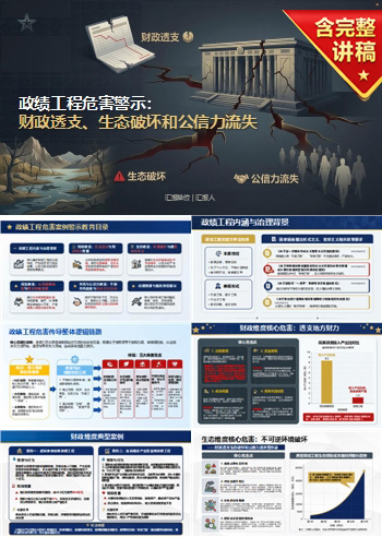 政绩工程危害案例PPT：财政透支生态破坏和公信力流失｜课件+讲稿