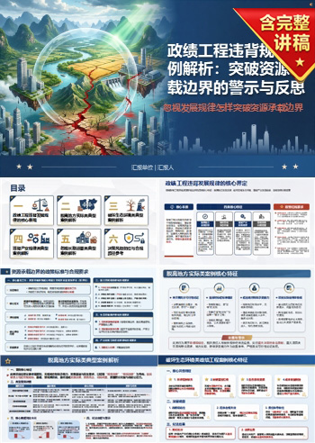 政绩工程违背规律案例PPT：忽视发展规律怎样突破资源承载边界｜课件+讲稿