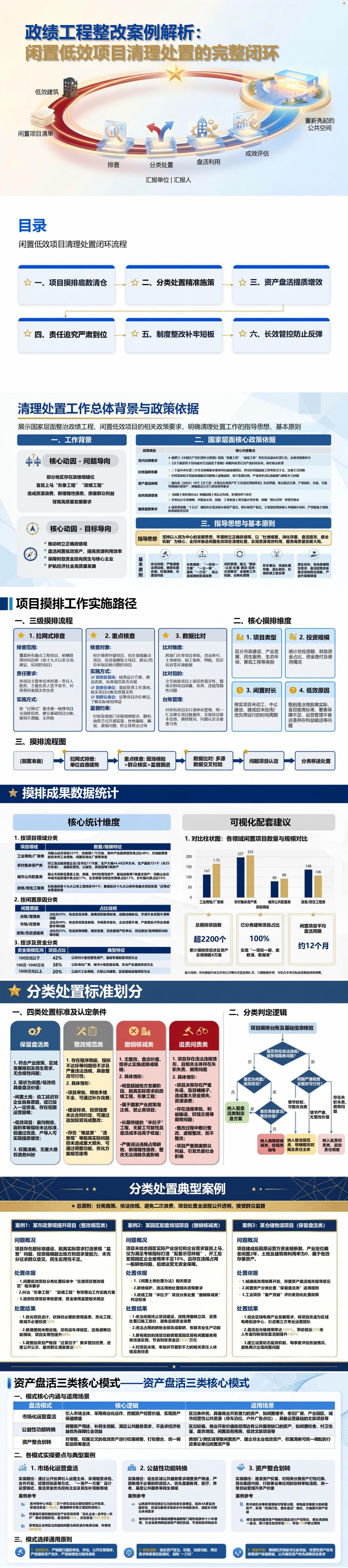 政绩工程整改案例PPT：闲置低效项目清理处置的完整闭环｜课件+讲稿封面图1