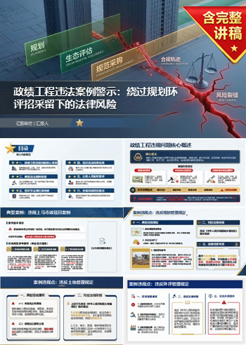 政绩工程违法案例PPT：绕过规划环评招采留下的法律风险｜课件+讲稿