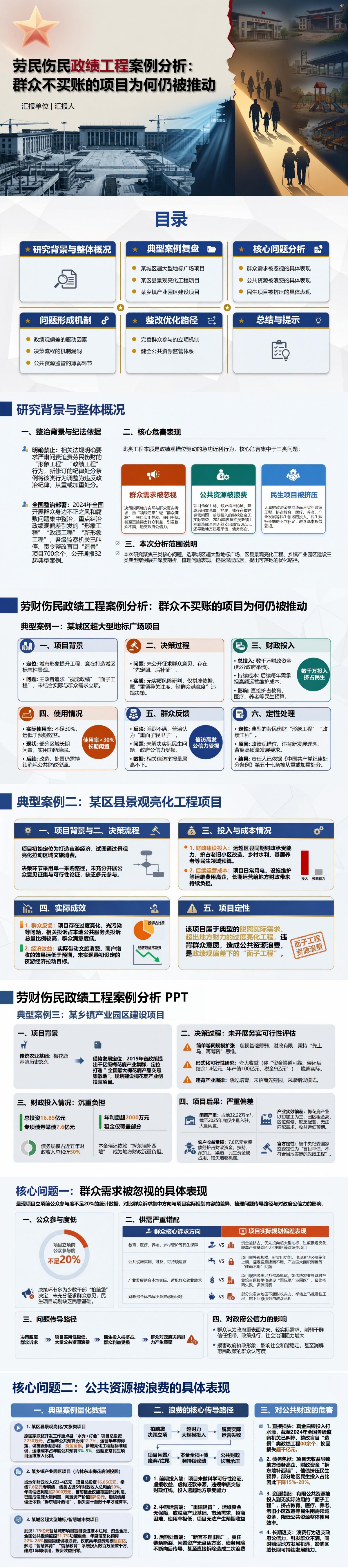 劳财伤民政绩工程案例PPT：群众不买账的项目为何仍被推动｜课件+讲稿封面图1