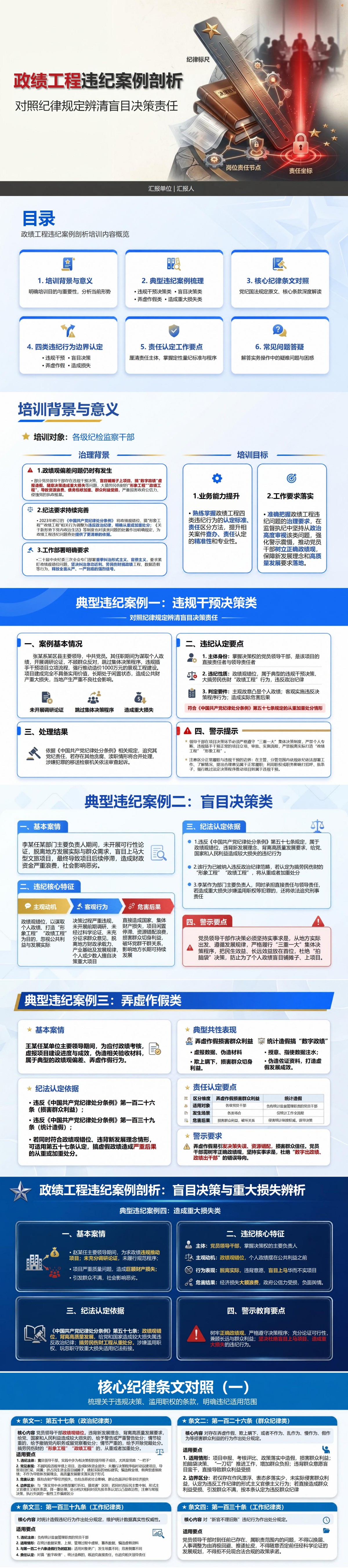 政绩工程违纪案例PPT：对照纪律规定辨清盲目决策责任｜课件+讲稿封面图1