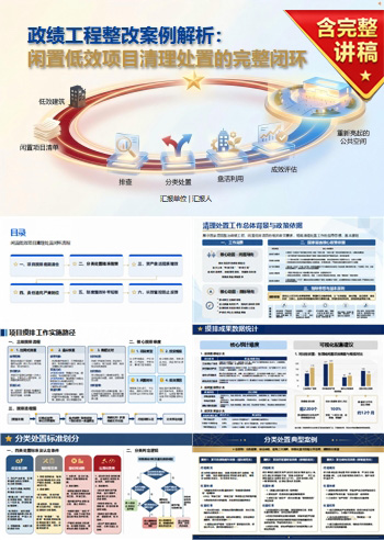 政绩工程整改案例PPT：闲置低效项目清理处置的完整闭环｜课件+讲稿
