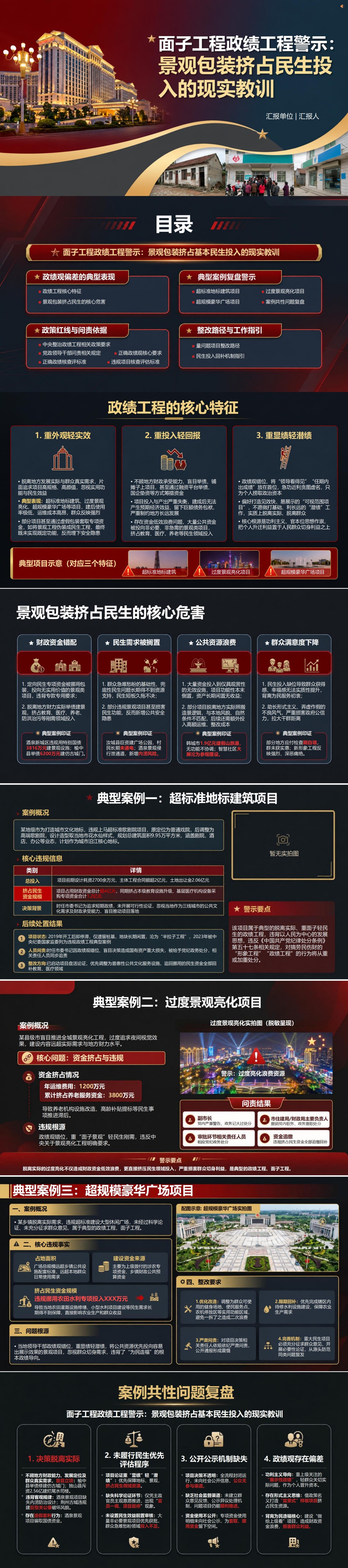 面子工程政绩工程警示PPT：景观包装挤占基本民生投入的现实教训｜课件+讲稿封面图1