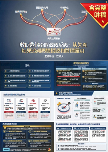 数据造假捞取政绩反思PPT:从失真结果追溯思想根源和管理漏洞|课件+讲稿
