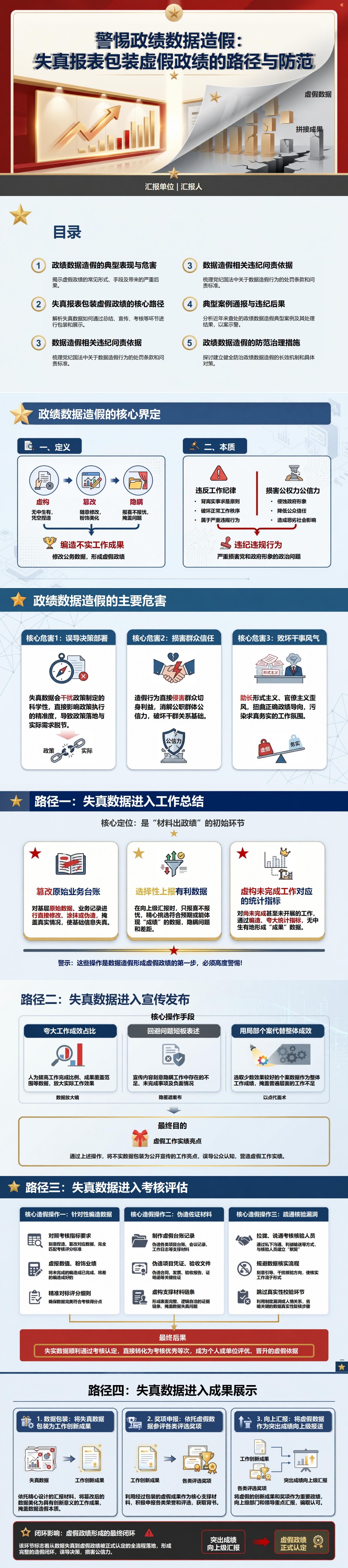 数据造假政绩造假PPT：失真报表如何包装成可见政绩成果｜课件+讲稿封面图1
