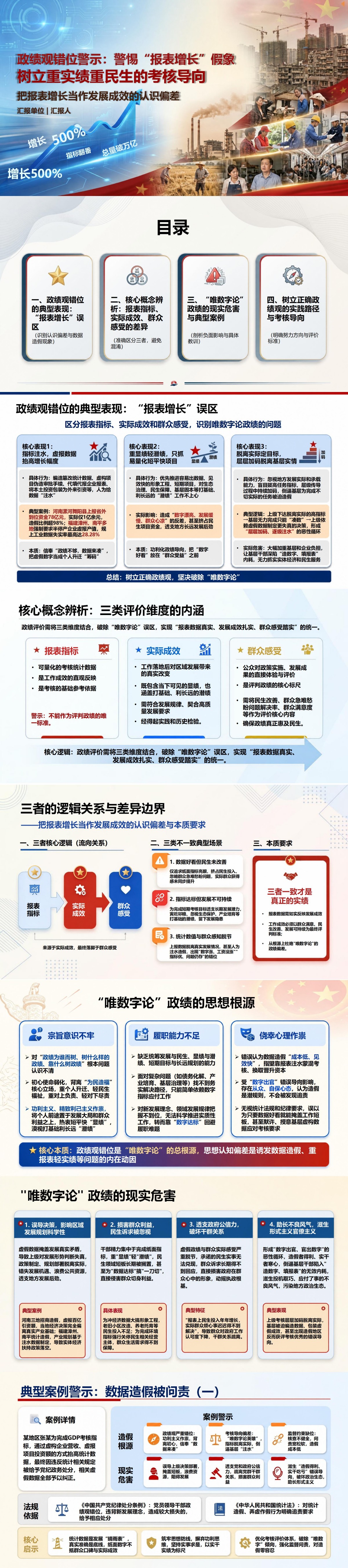 政绩观错位数据造假PPT：把报表增长当作发展成效的认识偏差｜课件+讲稿封面图1