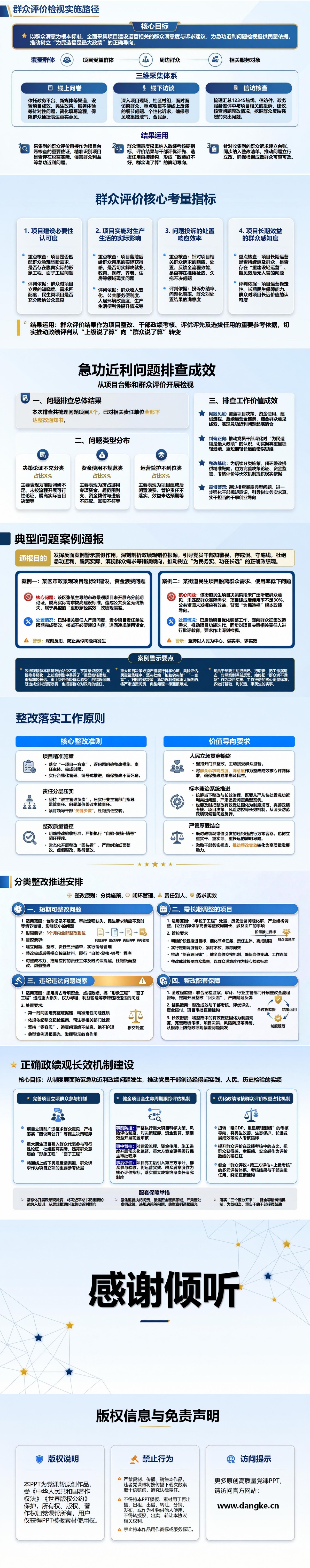 政绩观存在急功近利问题PPT：从项目台账和群众评价开展检视｜课件+讲稿内容预览2