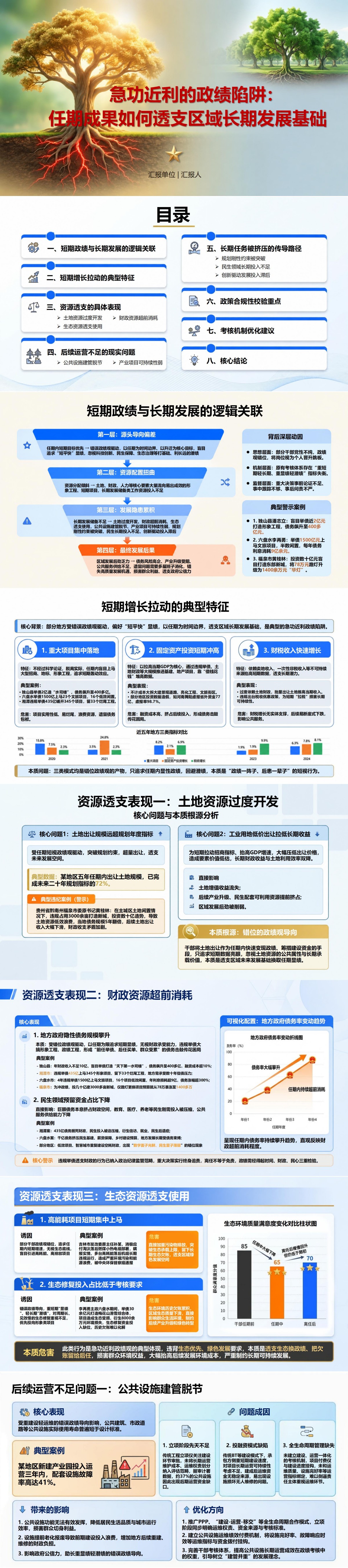急功近利追求短期政绩PPT：任期成果如何透支长期发展基础｜课件+讲稿封面图1