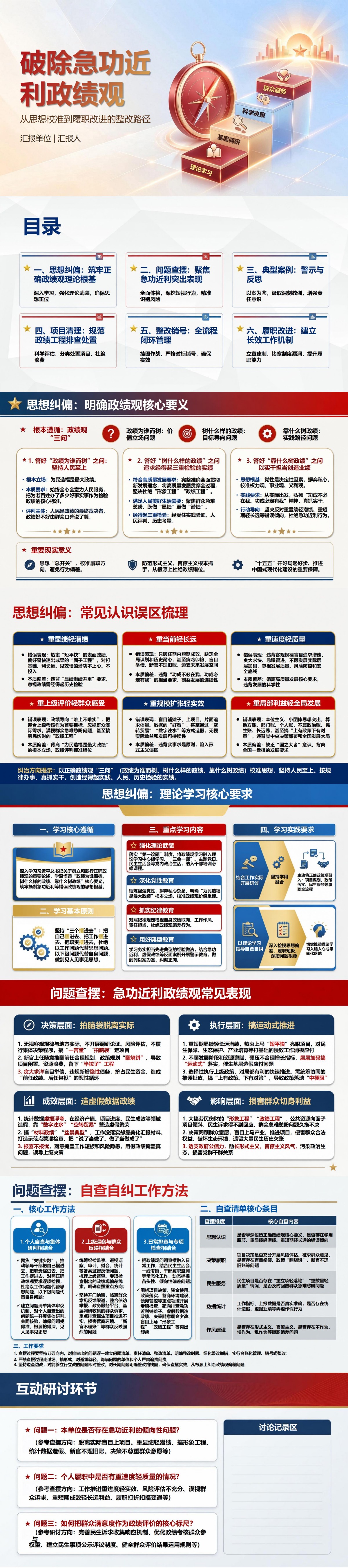 破除急功近利政绩观PPT：从思想校准到履职改进的整改路径｜课件+讲稿封面图1