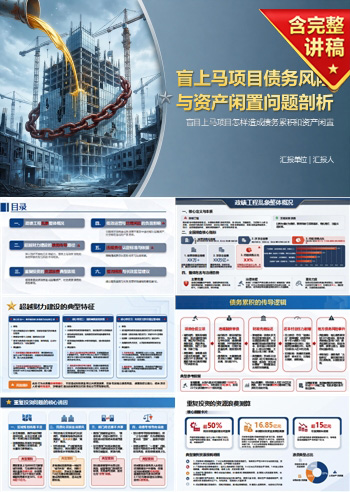 急功近利政绩工程PPT：盲目上马项目怎样造成债务累积和资产闲置｜课件+讲稿