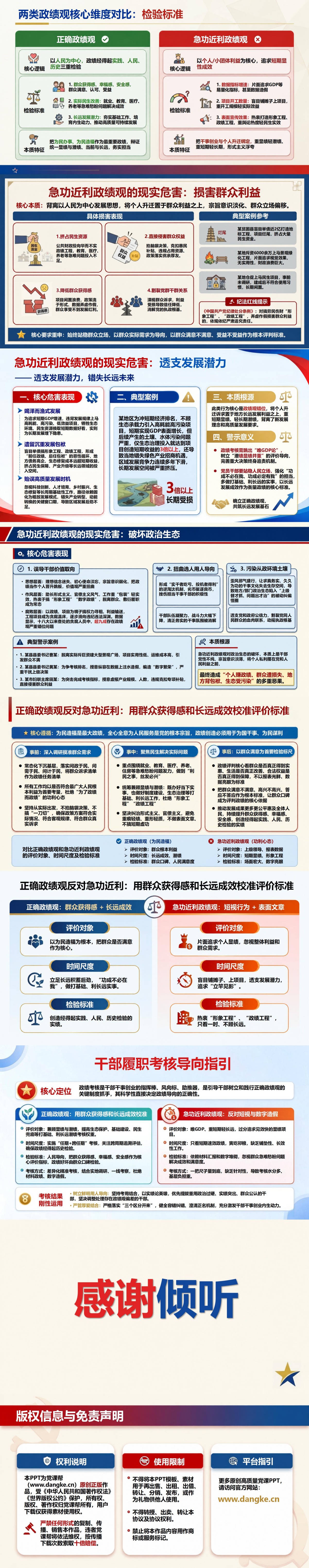 正确政绩观反对急功近利PPT：用群众获得感和长远成效校准评价标准｜课件+讲稿内容预览2