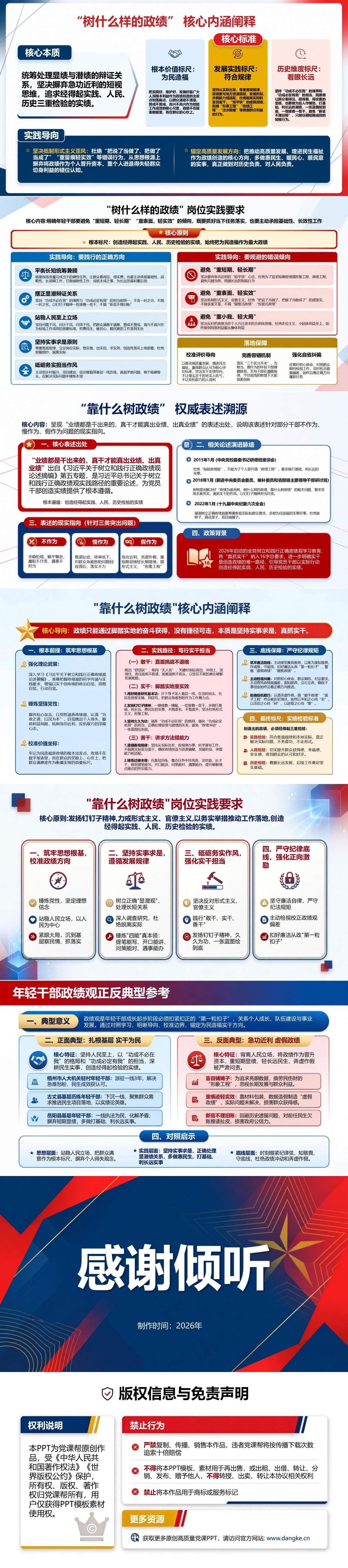 年轻干部政绩观金句PPT：从权威表述理解为民实干和久久为功｜课件+讲稿内容预览2