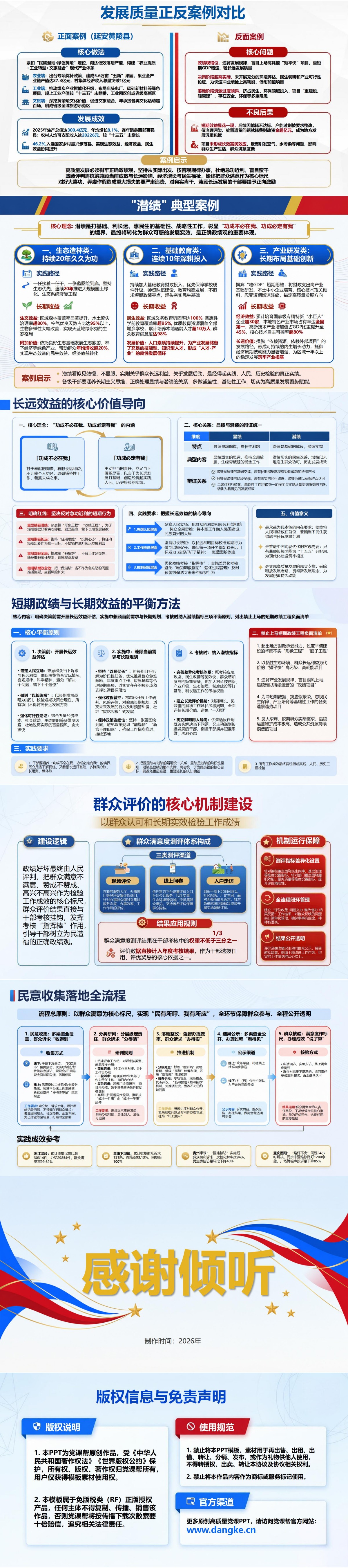 年轻干部要树什么样的政绩PPT：以群众认可和长期实效检验工作成绩｜课件+讲稿内容预览2