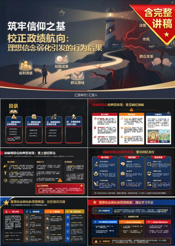 年轻干部政绩观缺失PPT：理想信念弱化引发的行为后果｜课件+讲稿