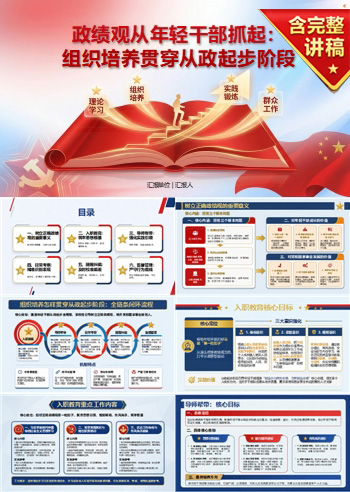 政绩观从年轻干部抓起PPT：组织培养怎样贯穿从政起步阶段｜课件+讲稿