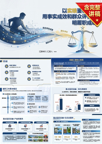 年轻干部优秀政绩PPT：用事实成效和群众评价证明履职成绩｜课件+讲稿