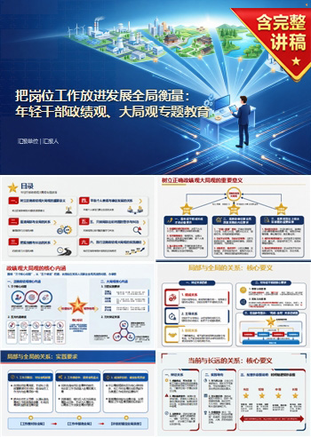 年轻干部政绩观大局观PPT：把岗位工作放进发展全局衡量｜课件+讲稿