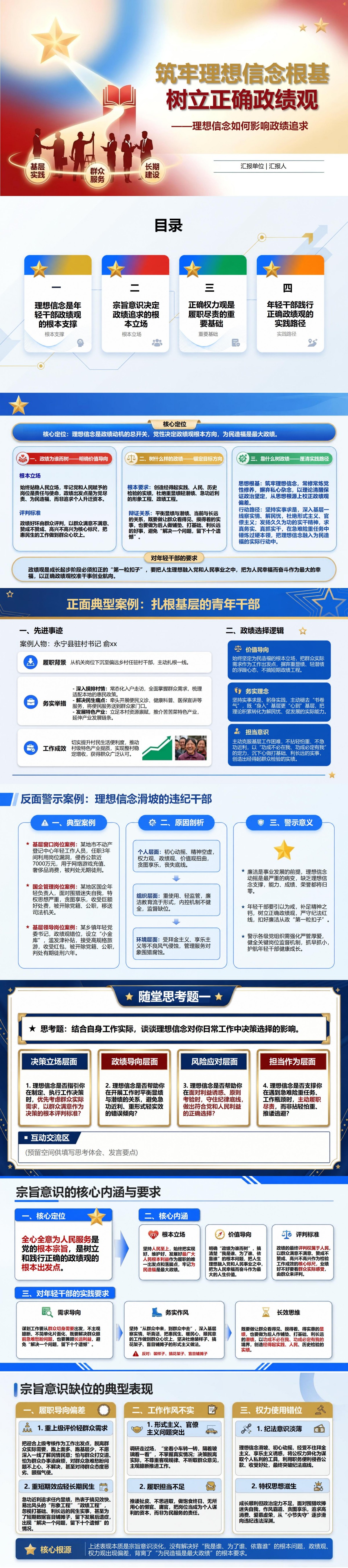 年轻干部思想观政绩观PPT：理想信念如何影响政绩追求｜课件+讲稿封面图1