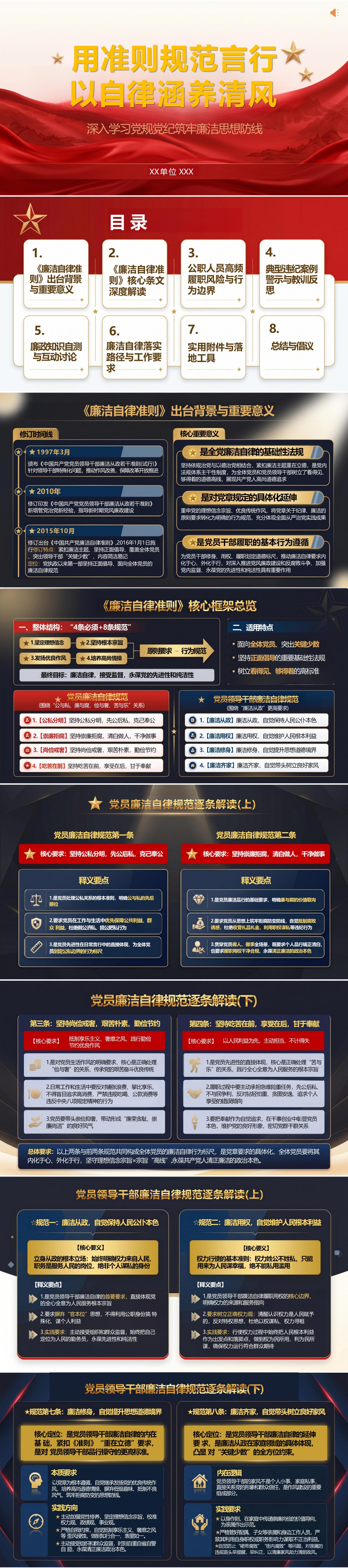 中国共产党廉洁自律准则解读PPT：用准则规范言行 以自律涵养清风｜课件+讲稿封面图1
