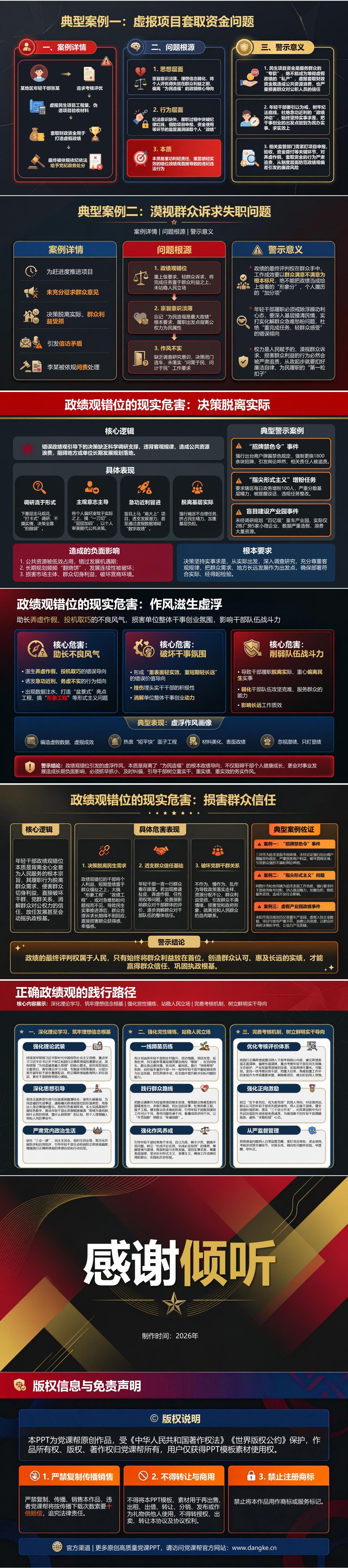 年轻干部政绩观缺失PPT：理想信念弱化引发的行为后果｜课件+讲稿内容预览2