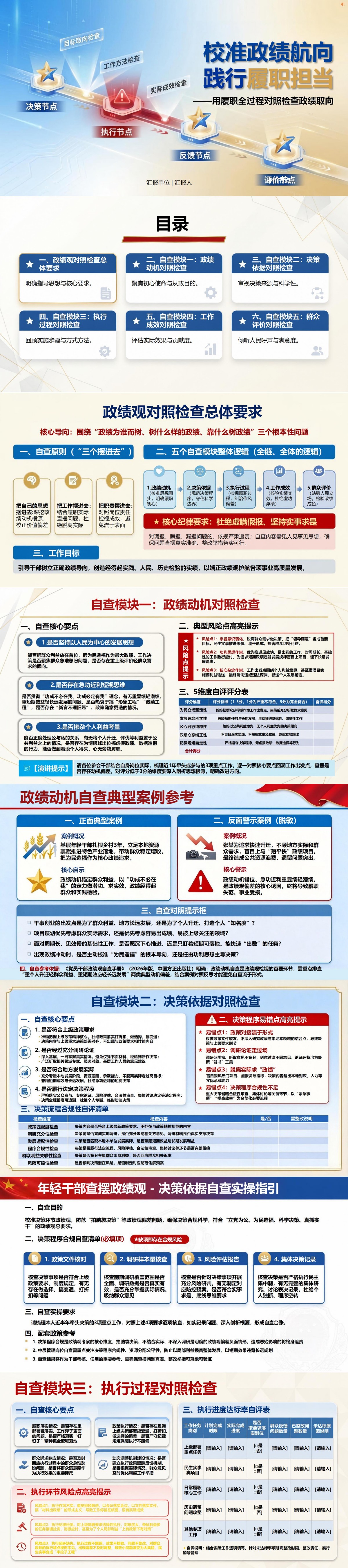 年轻干部查摆政绩观PPT：用履职全过程对照检查政绩取向｜课件+讲稿封面图1