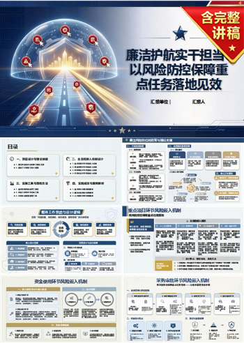 廉洁护航实干担当PPT：用风险防控保障重点任务落地｜课件+讲稿