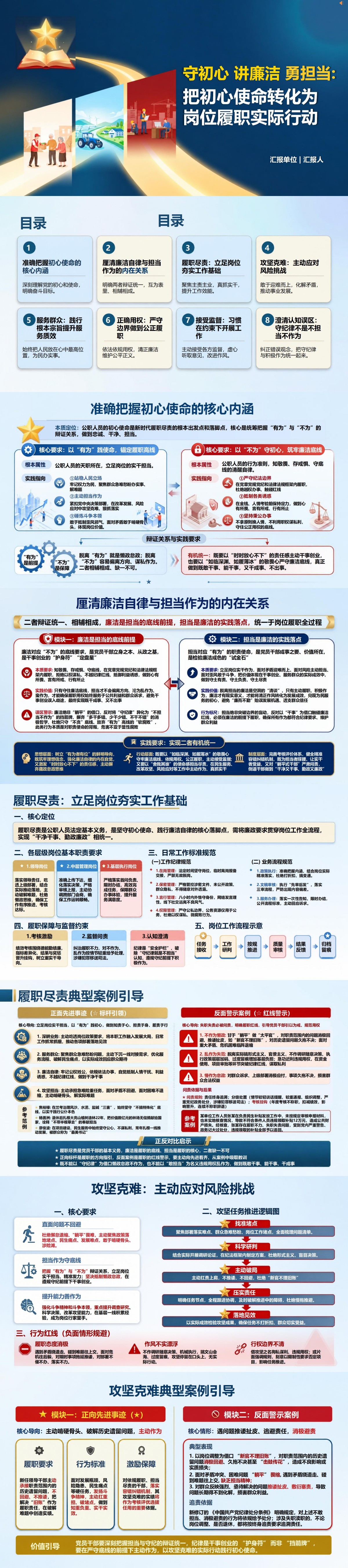 守初心讲廉洁勇担当PPT：把初心使命转化为岗位履职行动｜课件+讲稿封面图1