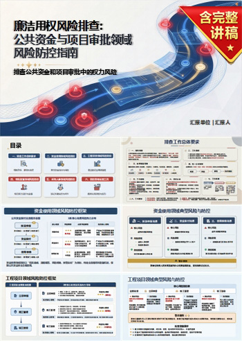 廉洁用权风险点PPT：排查公共资金和项目审批中的权力风险｜课件+讲稿