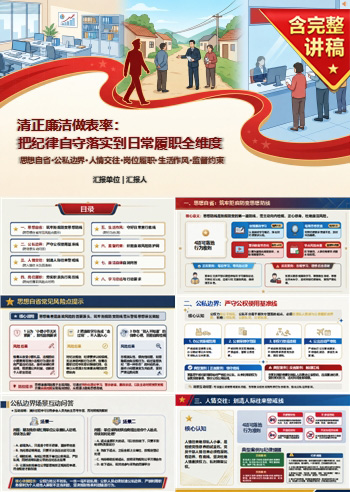如何清正廉洁做表率PPT：把纪律自守落实到日常履职｜课件+讲稿