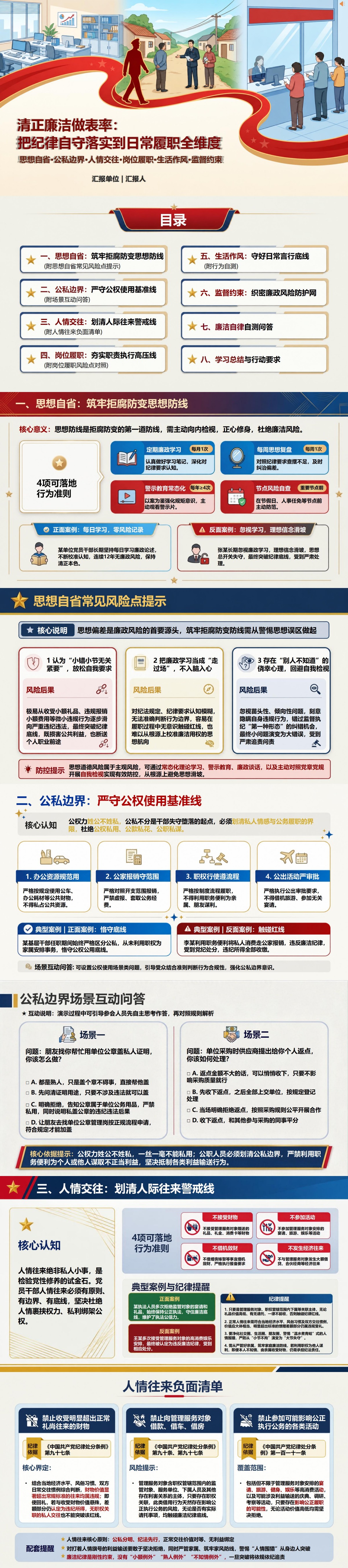 如何清正廉洁做表率PPT：把纪律自守落实到日常履职｜课件+讲稿封面图1