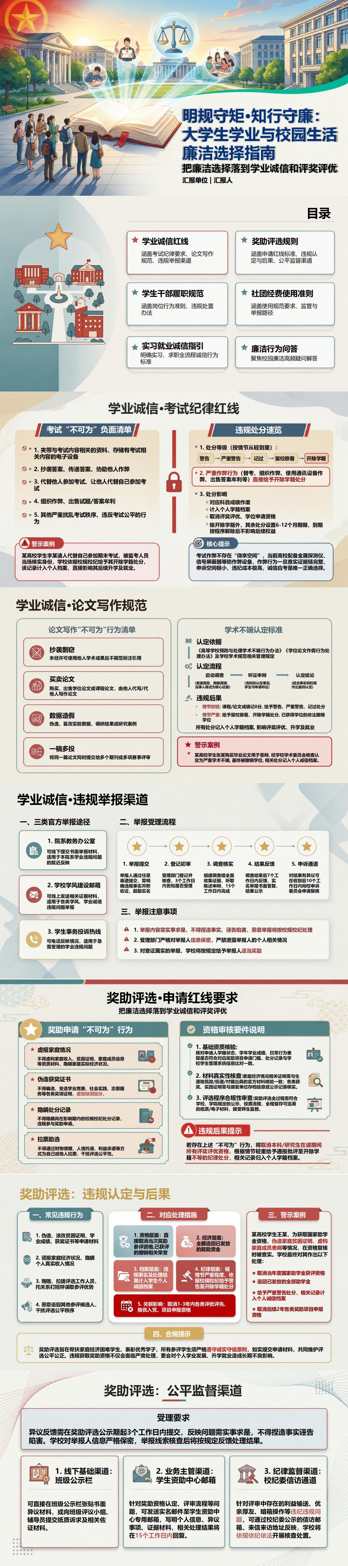 大学生廉洁修身PPT：把廉洁选择落到学业诚信和评奖评优｜课件+讲稿封面图1