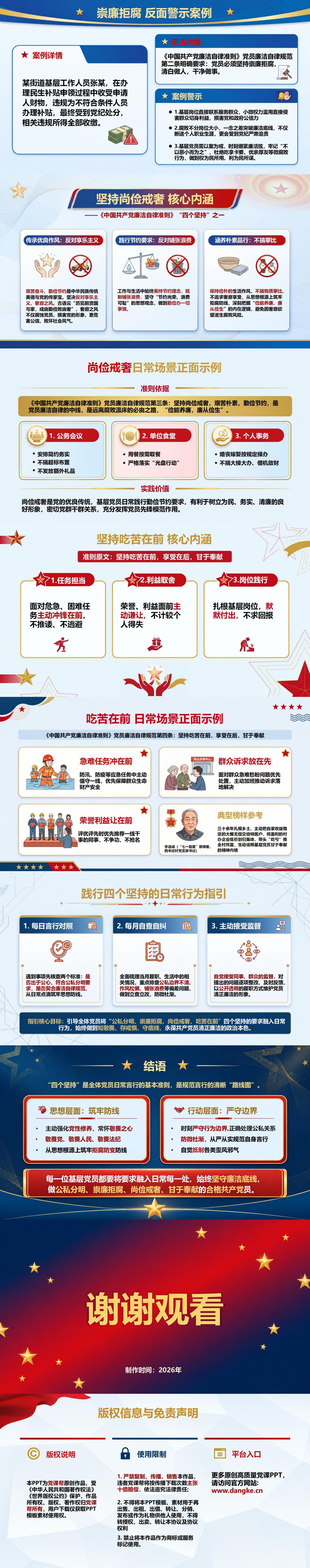 党员廉洁自律准则PPT：用四个坚持规范党员日常言行｜课件+讲稿内容预览2