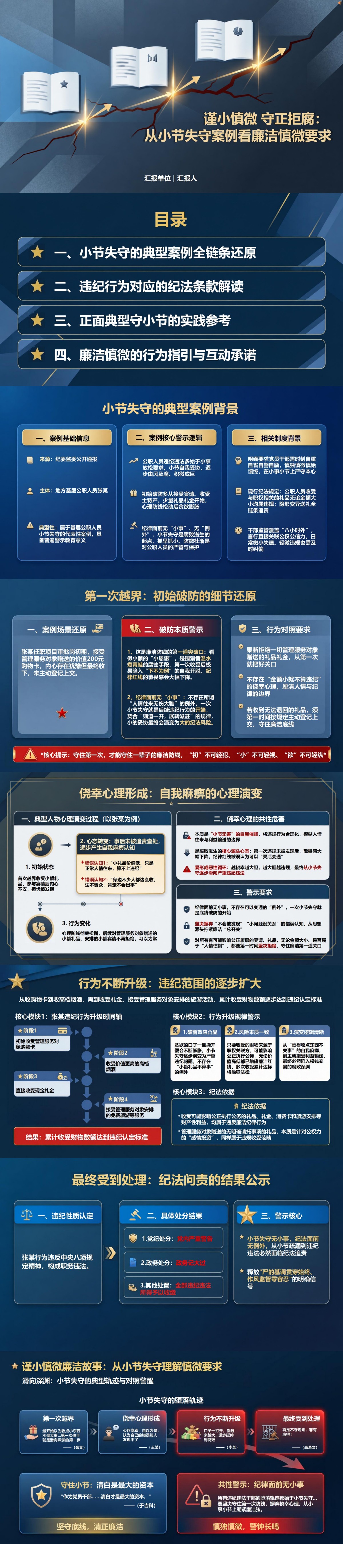 谨小慎微廉洁故事PPT：从小节失守过程理解慎微要求｜课件+讲稿封面图1