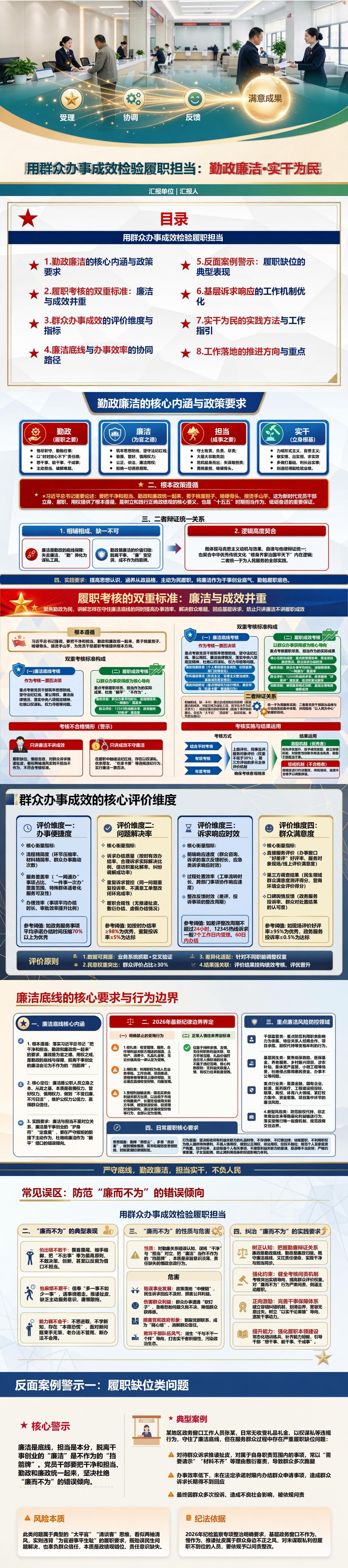 勤政廉洁担当实干PPT：用群众办事成效检验履职担当｜课件+讲稿封面图1