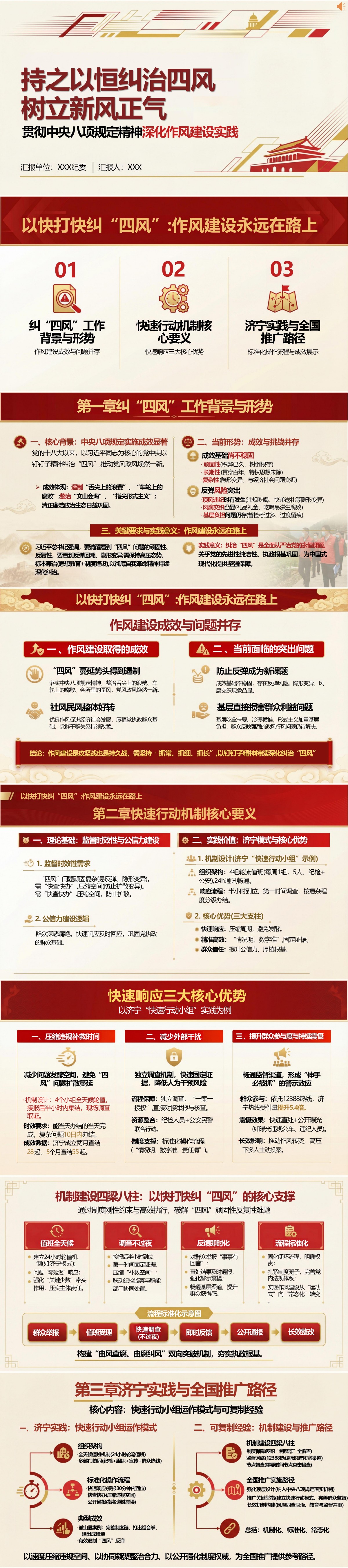 纠治四风监督机制PPT：以快打快推动作风建设常态长效｜课件+讲稿封面图1