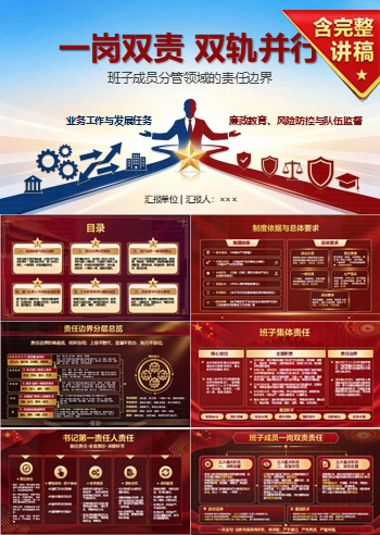 党风廉政一岗双责制度PPT：班子成员分管领域的责任边界｜课件+讲稿
