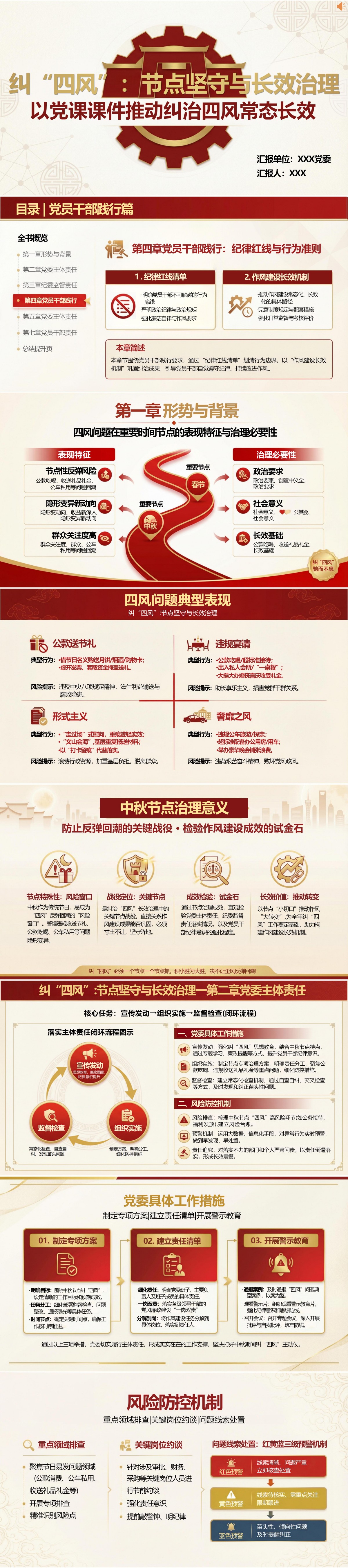 纠治四风常态长效PPT：严守纪律红线筑牢作风建设防线｜课件+讲稿封面图1
