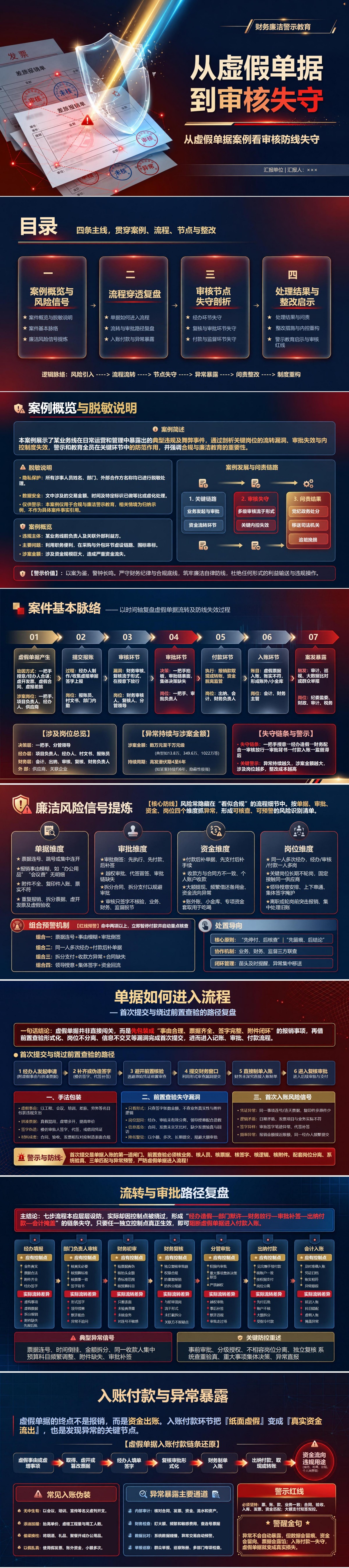 财务廉洁警示教育PPT：从虚假单据案例看审核防线失守｜课件+讲稿封面图1