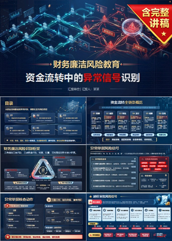 财务廉洁风险教育PPT：资金流转中的异常信号识别｜课件+讲稿